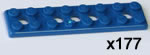 Pack of 177 K'NEX Brick 2 x 8 Flat Blue
