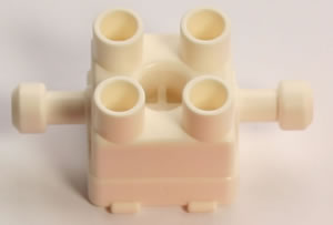 Kid K'NEX Brick 2 x 2 rod axle White