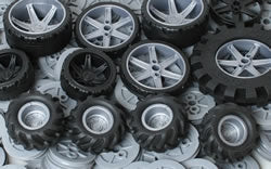 LOTE DE RUEDAS KNEX 4 Llantas 2.5" Con Poleas / Bujes Grises - Lote De Piezas/Recambios K'nex - México